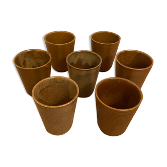 Ensemble de 7 verres-timballes en grès Digoin