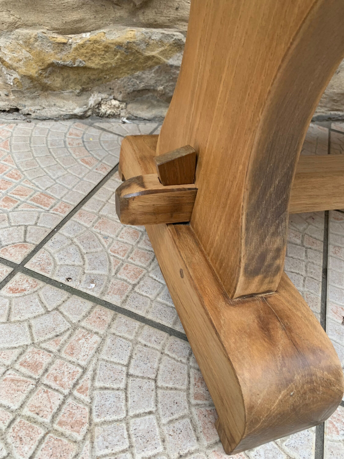 Wooden coffee table and tiles