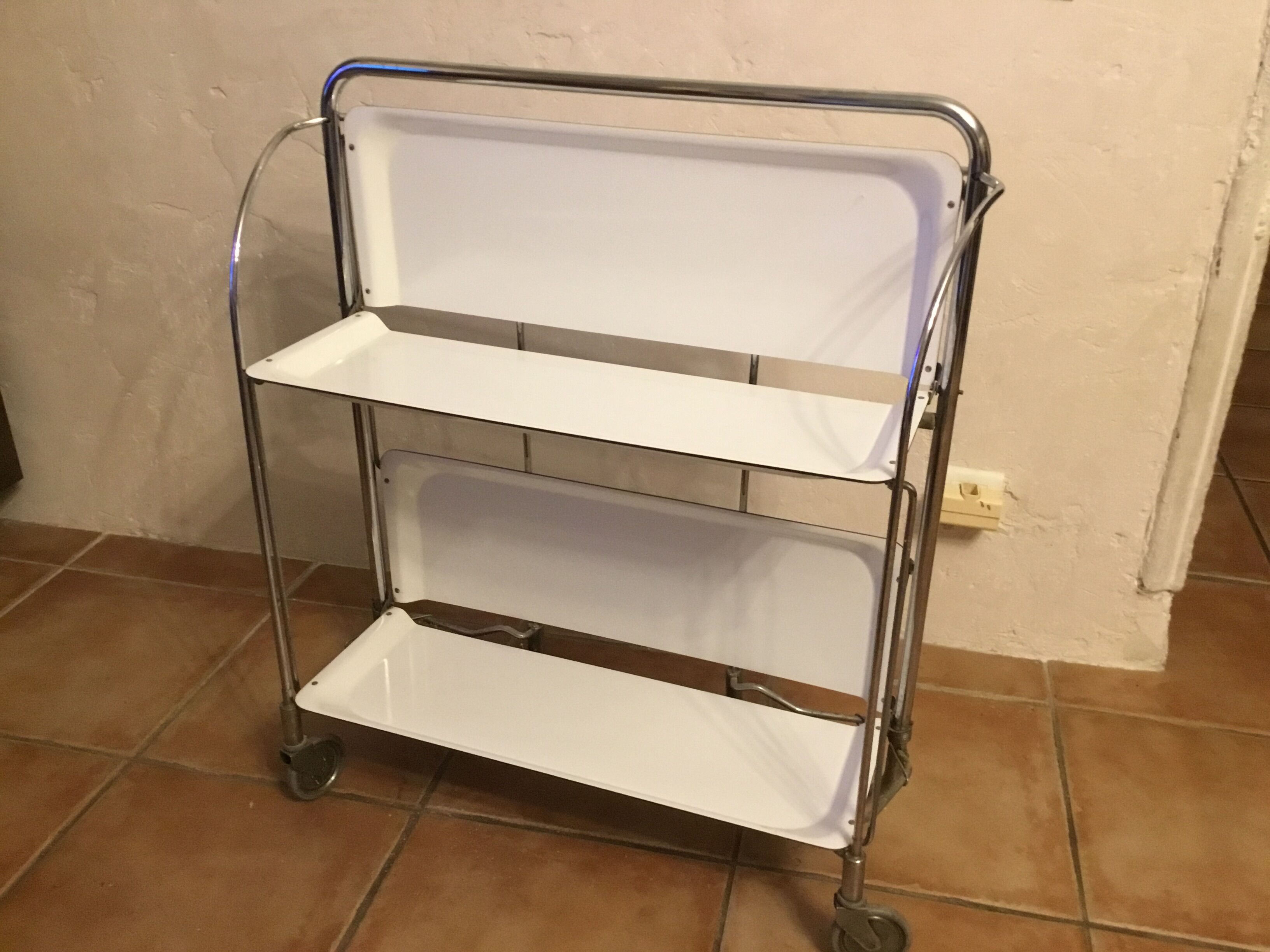 Table serving bar rolling foldable trolley vintage 60-70