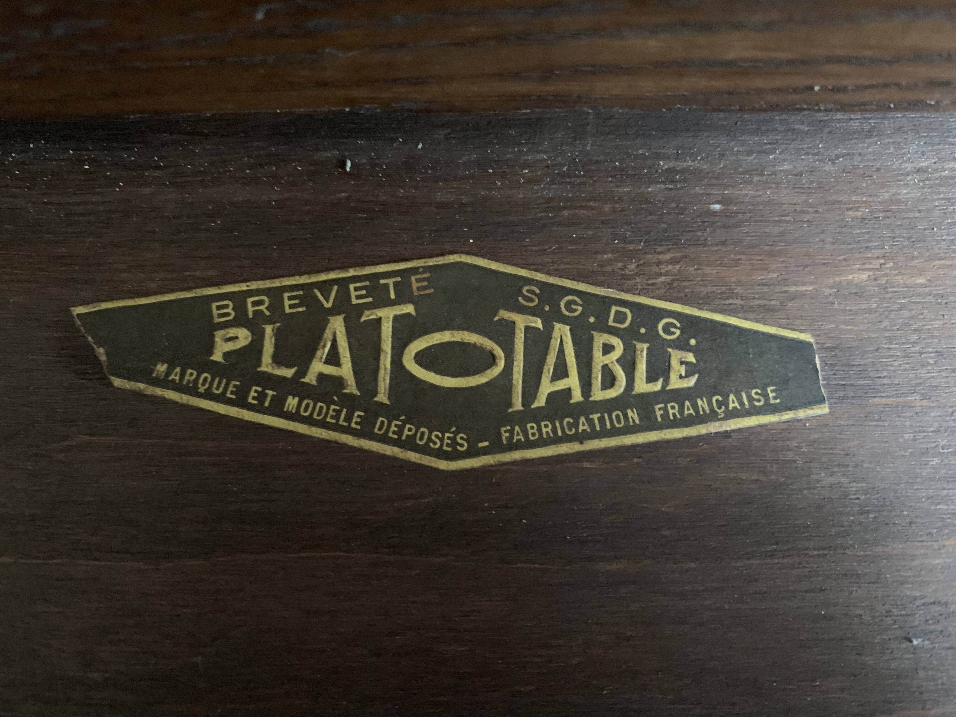 Folding table top in wood and tuya burl, 1930/40, brand "Platotable"