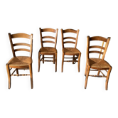 Four old straw chairs