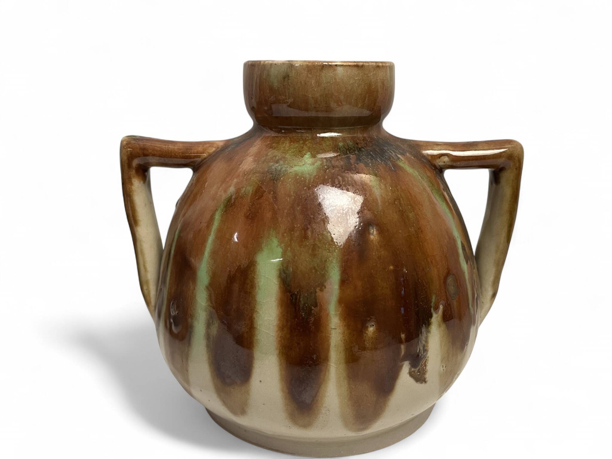 Vintage, JEB stoneware vase with handles circa 1950