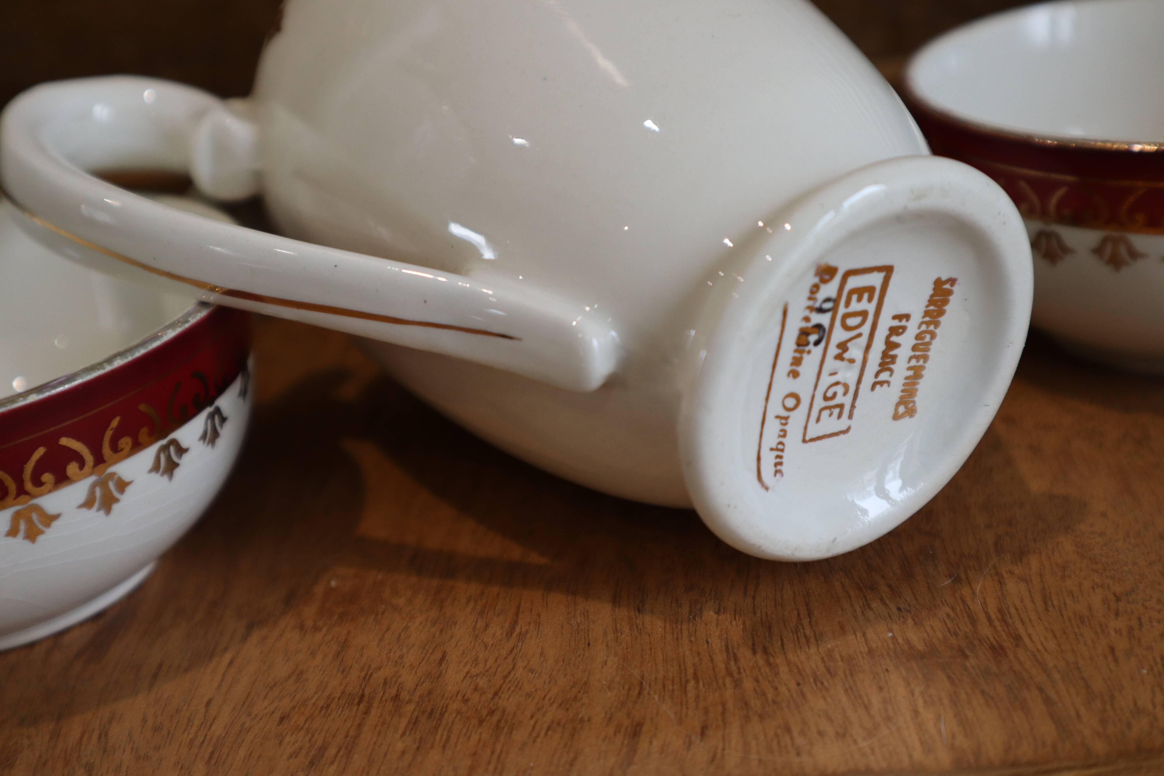 Digoin Sarreguemines earthenware coffee service "Edwige"