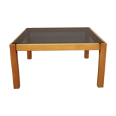 Coffee table with smoked glass top, 1980s