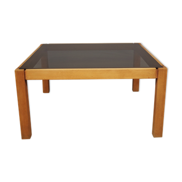 Coffee table with smoked glass top, 1980s