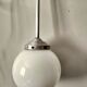 White opaline globe suspension on stem and aluminum metal structure