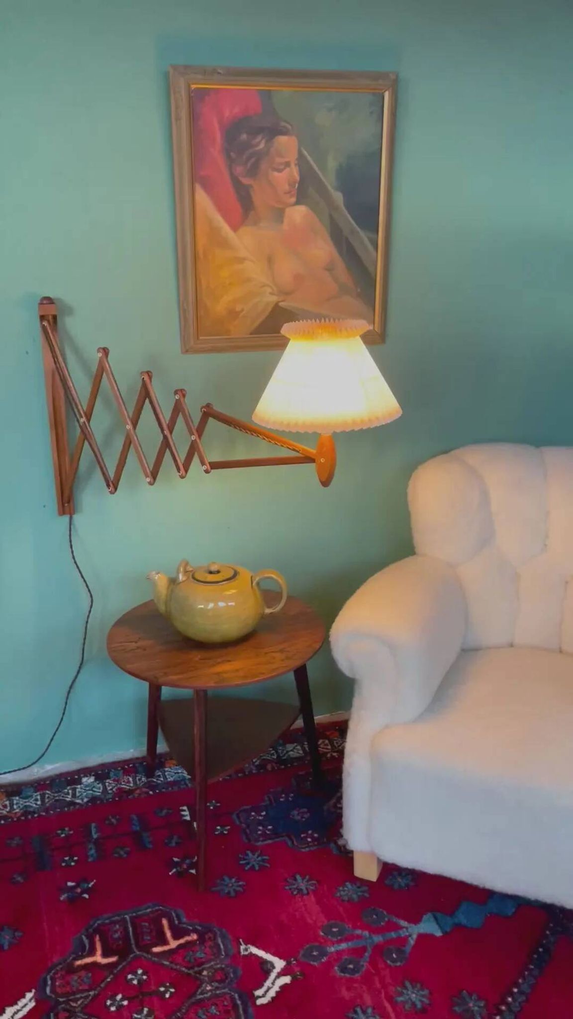 Lampe à ciseaux Le Klint vintage en chêne des années 1960