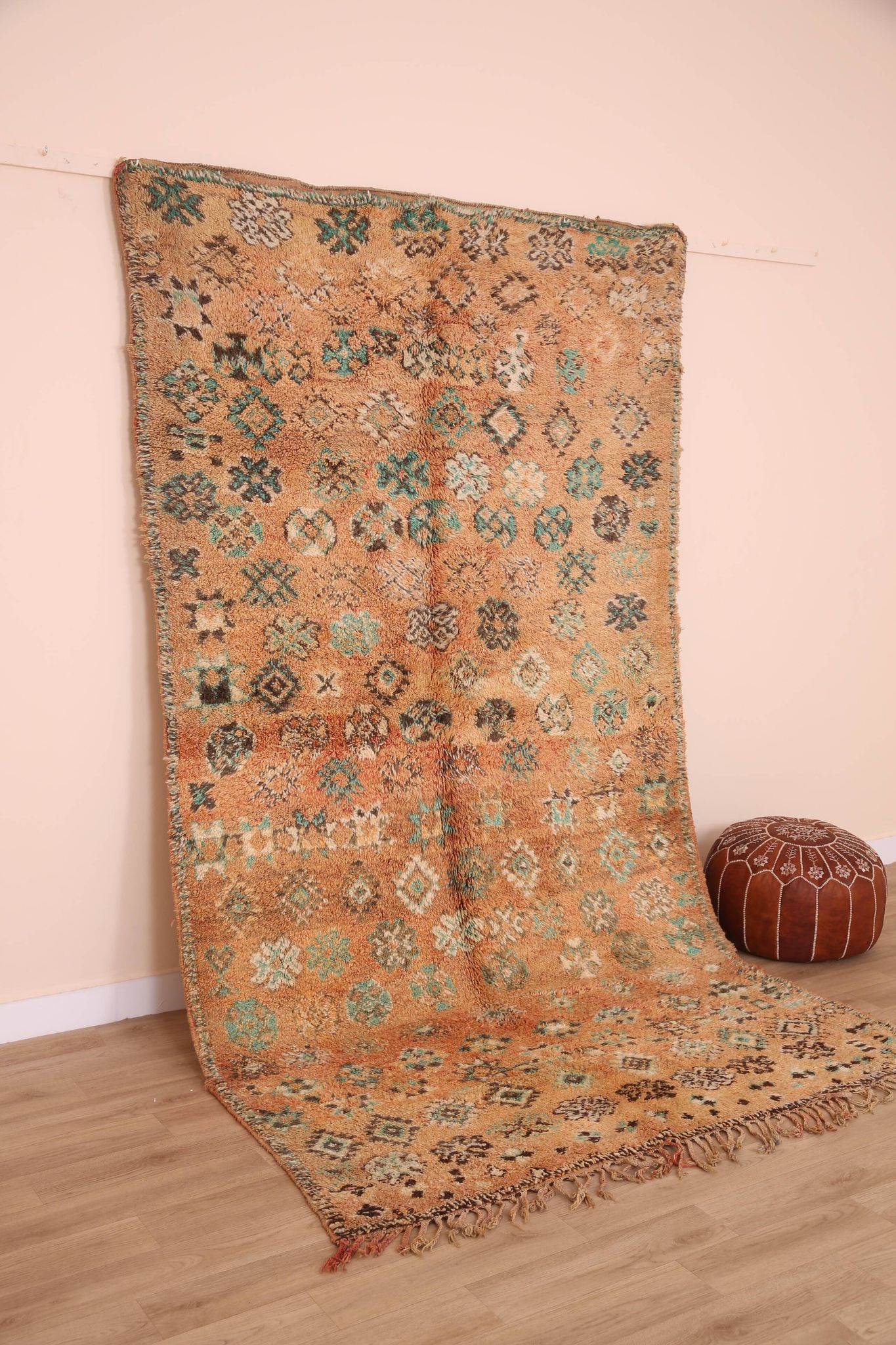 Peach Vintage Moroccan Rug 158 x 287 cm, Berber Wool Rug, Handmade Boho Rug