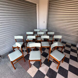 Set of 10 Baumann chairs in aqua green