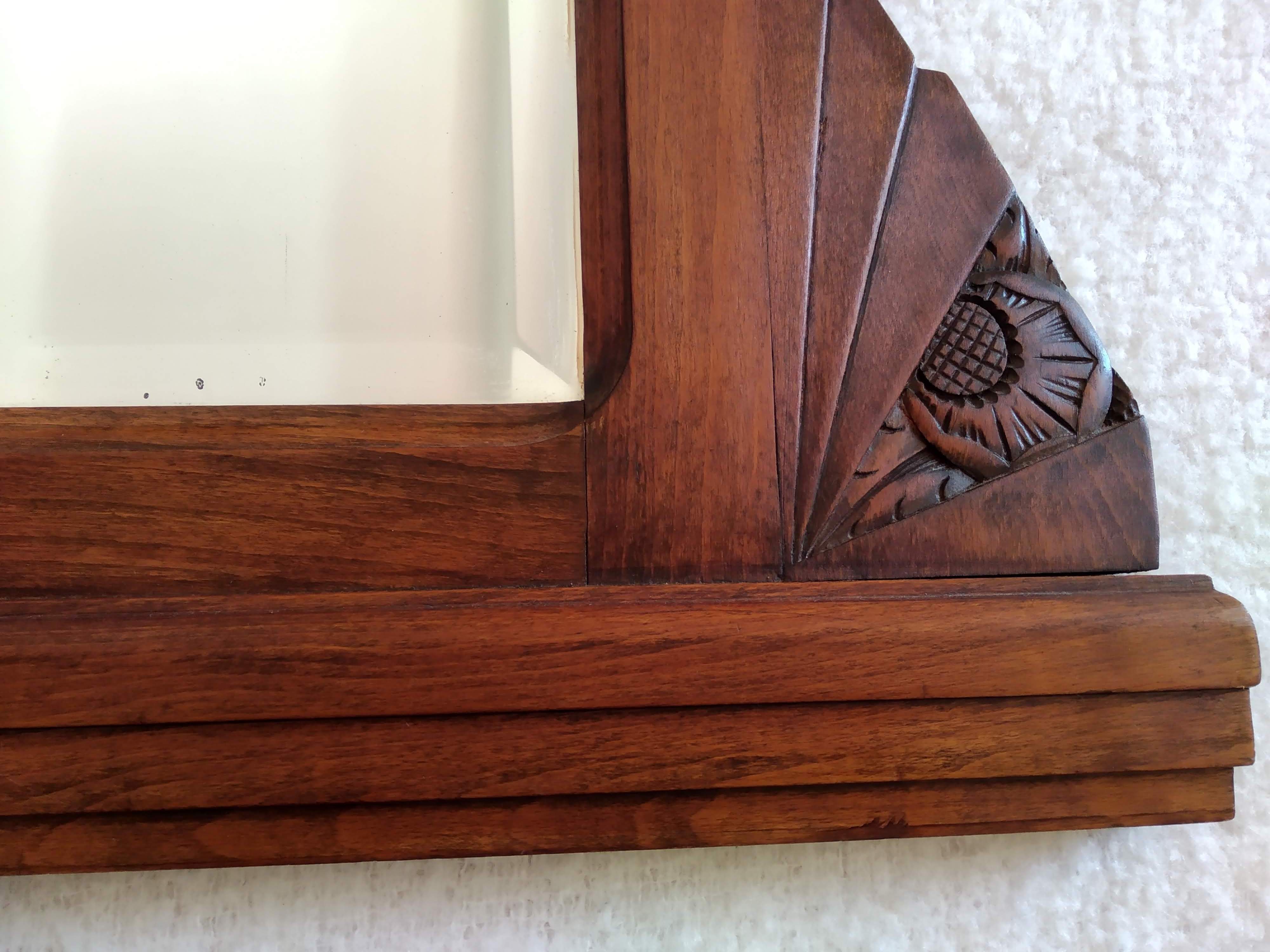 Miroir Art Déco bois sculpté 86 X 53