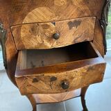Louis XV inlaid curved bedside table
