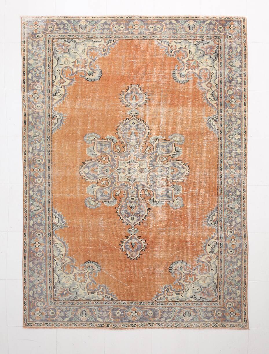 6x9 Cinnamon Orange Classic Vintage Rug, 188x262 Cm
