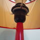 Lampe à poser, pied métal rouge, abat jour rouge, années 70