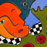 Portrait moderne et abstrait signé Quili