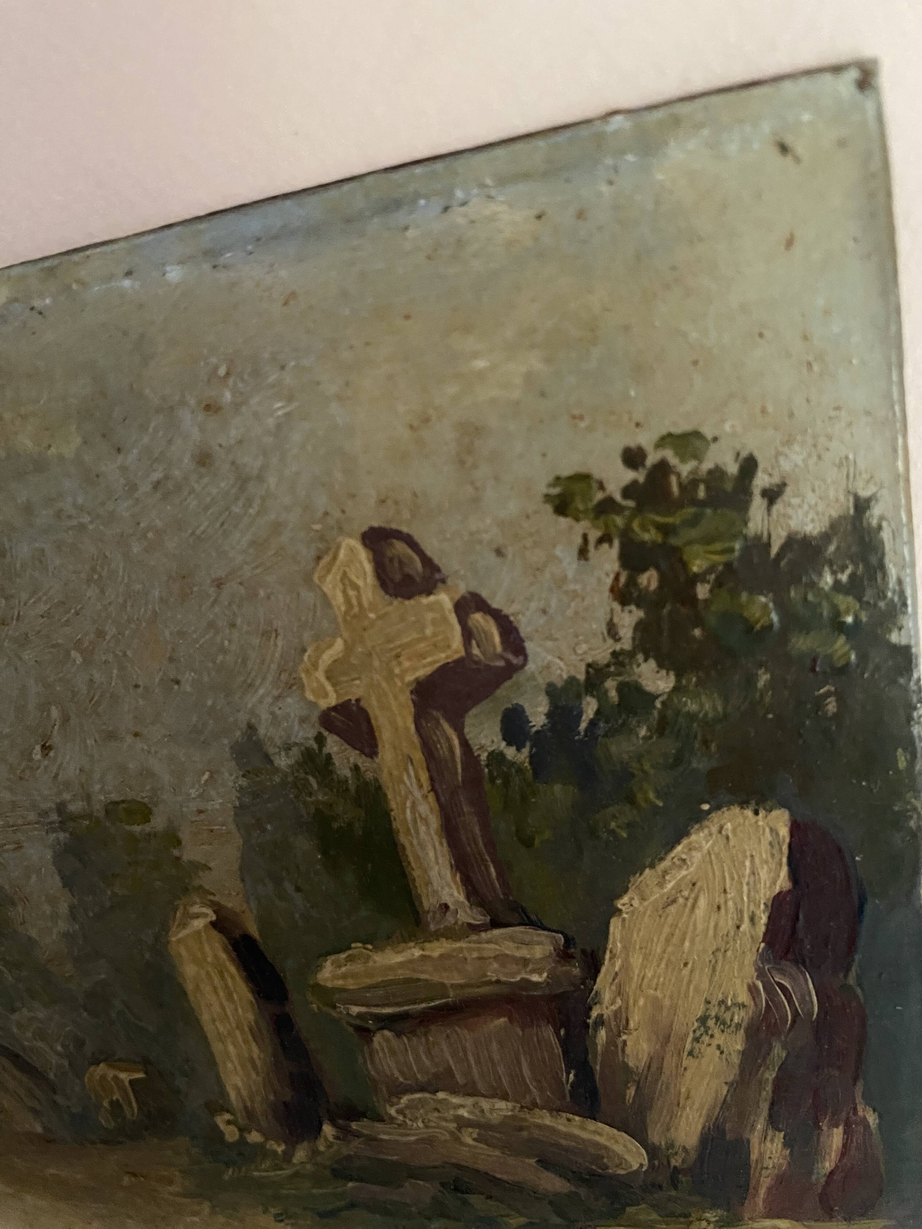 19th century oil on card