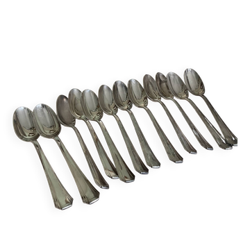 Ensemble de 12 anciennes cuillères à soupe Arr déco Argental