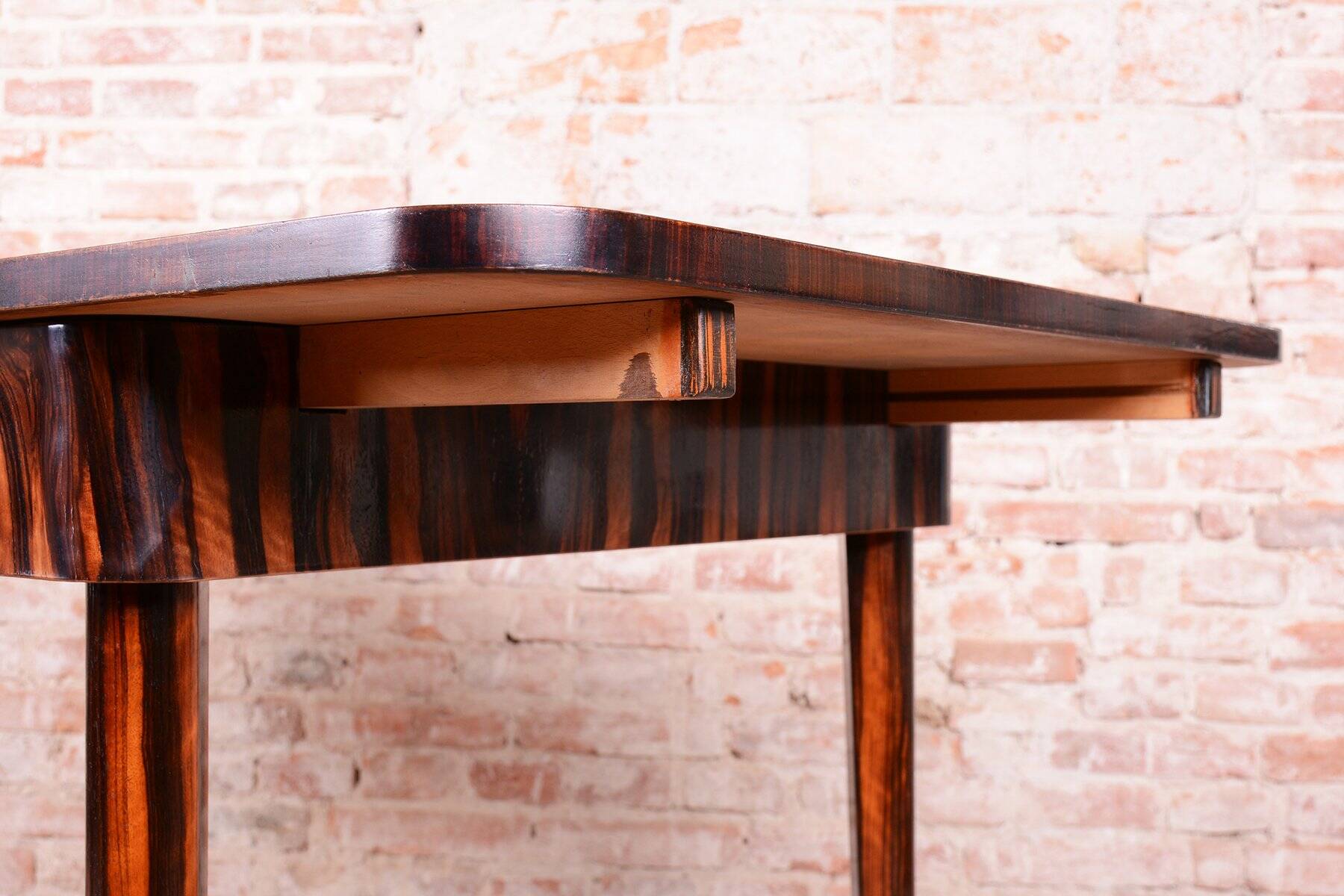 Art Deco Dining Set in Macassar and Leather by Oldřich Liška, Czech, 1920s, Set of 5