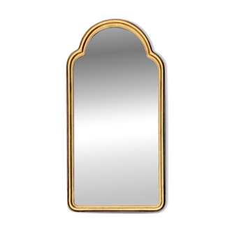 Ancien grand miroir mural arche en résine dorée - H78 cm