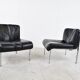 Vintage leather and chrome eurochair lounge chairs by Girsberger, 1970s
