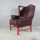 English Georgian Style Brown Leather Wingback Armchair