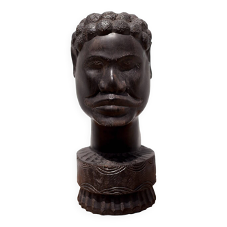 Statue africaine, buste africain, sculpture, ethnique, buste ébène, buste homme, art africain
