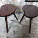 Pair of bedside table scandinavian tripod wood vintage #a240