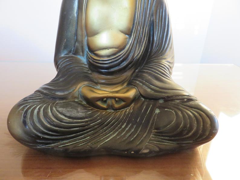 Italian "Buddha" lamp in polychrome plaster 70s