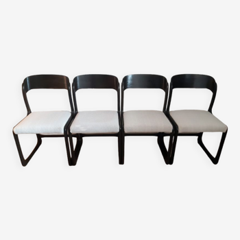 Suite of 4 Baumann "Sleigh" chairs - 1950