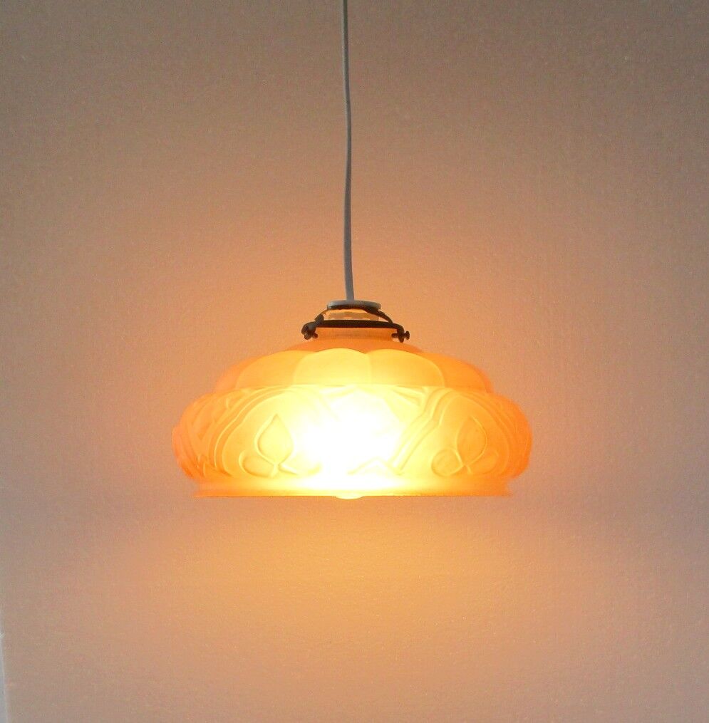 Suspension art deco lampshade pink glass paste