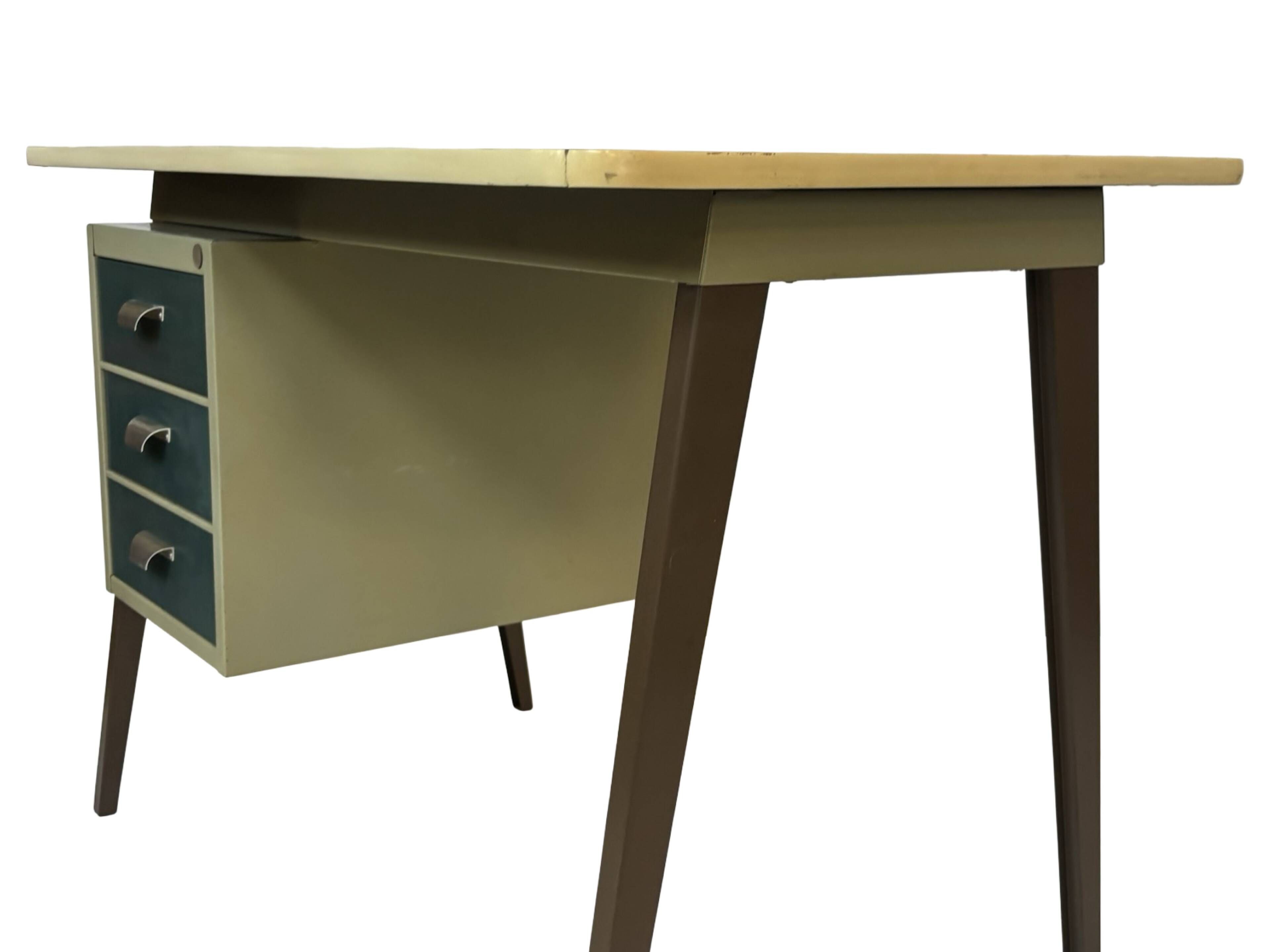 Vintage industrial Drentea Roomsteel desk 1960s metal design