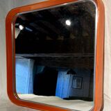 Square thermoformed mirror in orange plastic from SALC