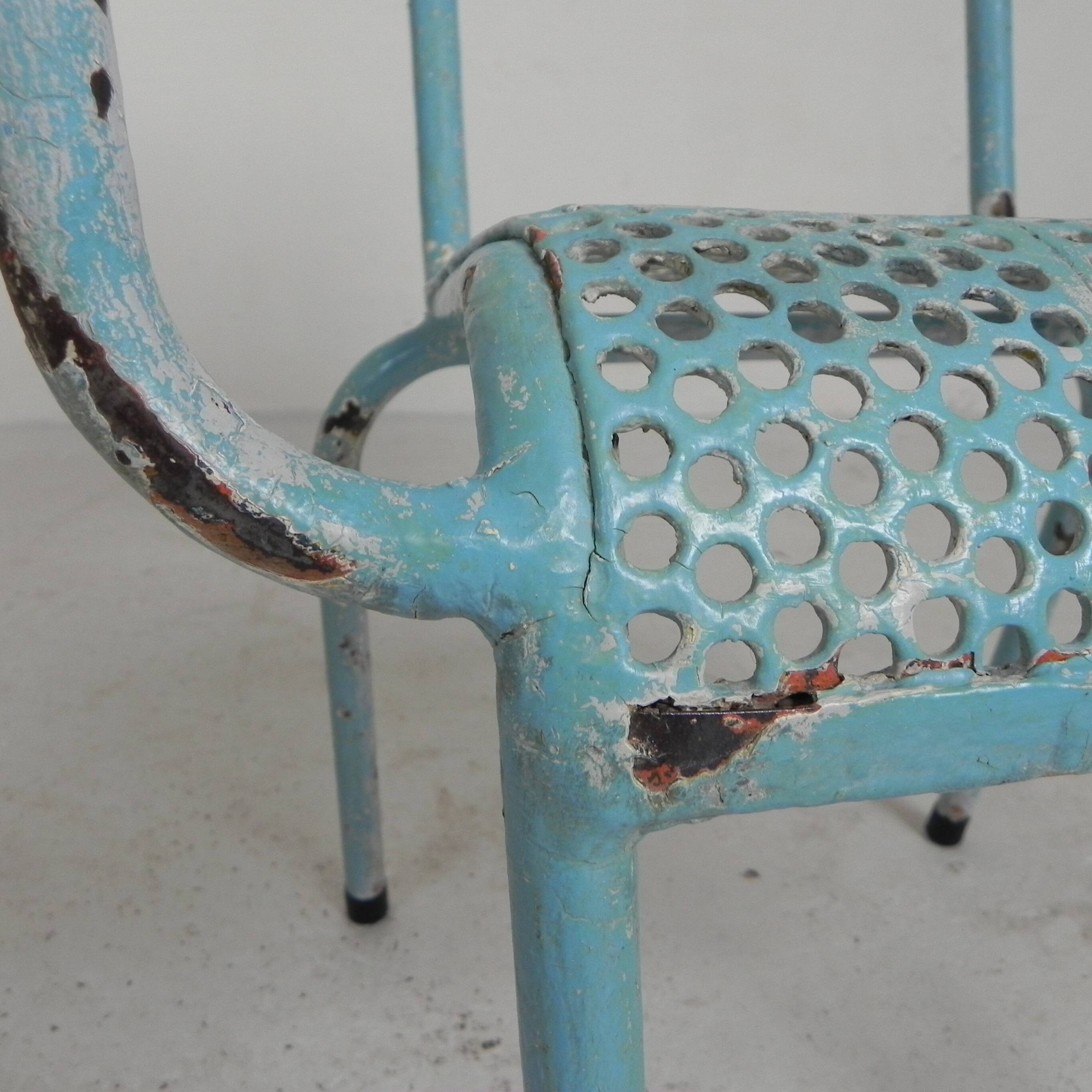 Lot de 2 chaises de jardin industrielles en acier avec accoudoirs, années 1950