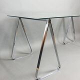 chrome trestle table