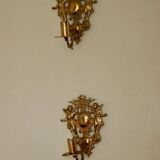 Pair of large Swedish brass wall sconces from the mid-century.