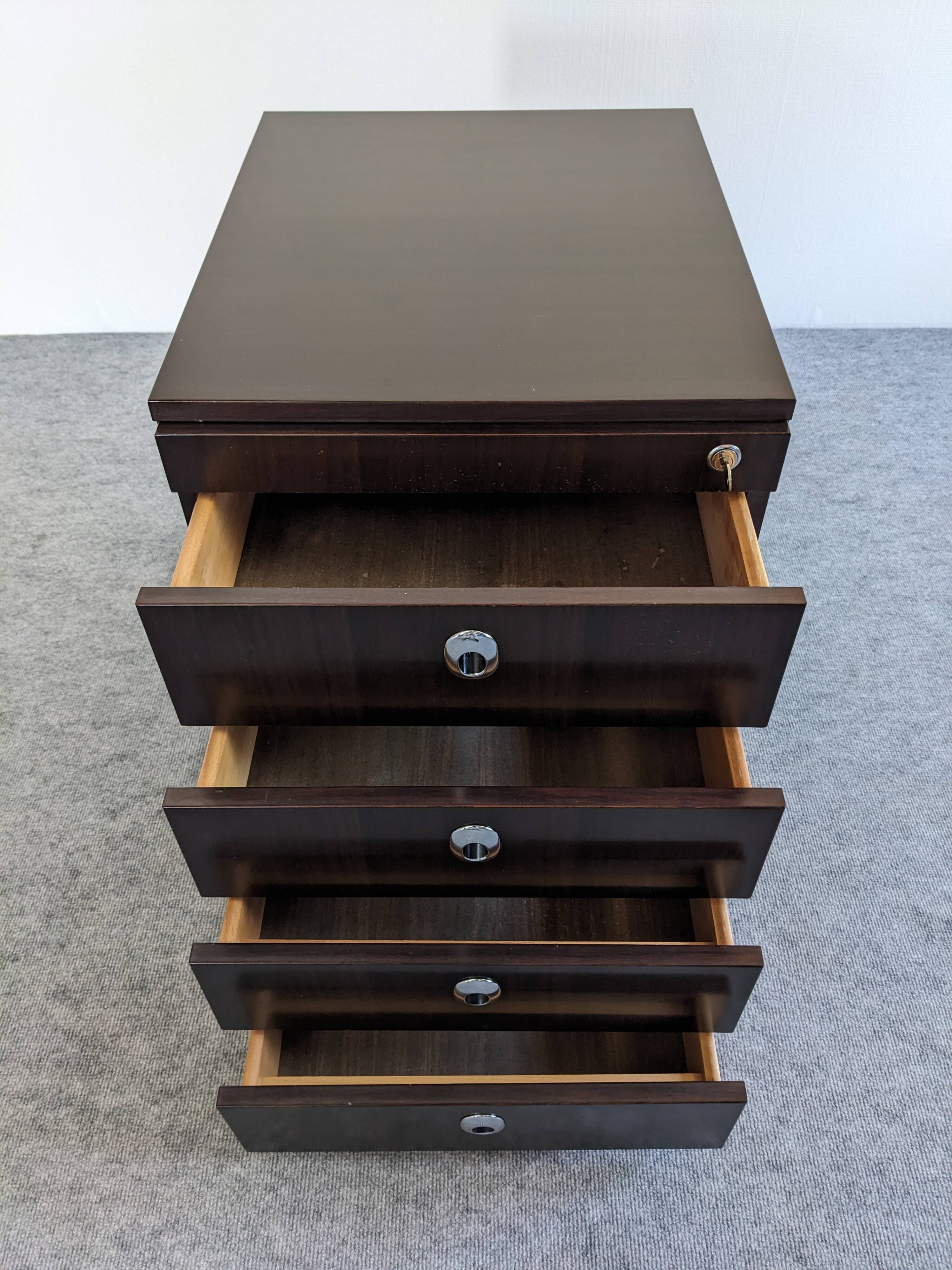 Caisson de bureau à roulettes en palissandre, années 70-80