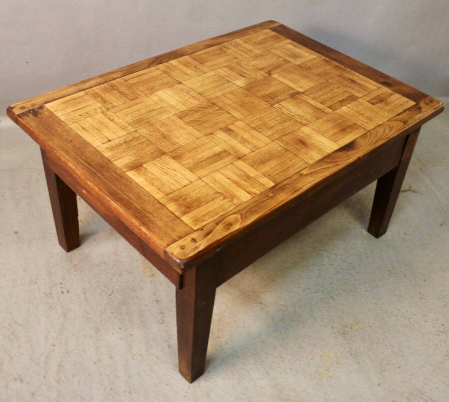 Coffee Table with Old Parquet Top