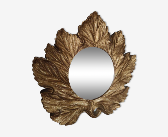 Miroir feuille dorée mural en résine