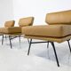 Mid-Century Modern 'Elettra' Set of 3 Armchairs by Stdio BBPR for Arflex, Leather and Iron, 1950s