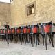 Set of 27 black and red bistro chairs – All wood