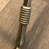 Neoclassical style tripod pedestal table in brass and round glass top in the taste of the House
