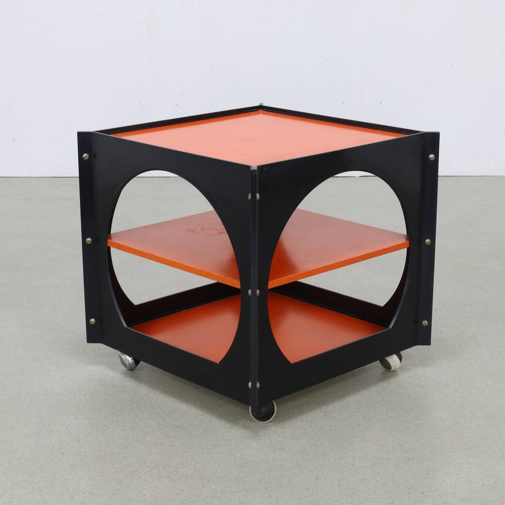 Table basse vintage sur roulettes Space Age