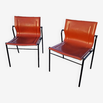 Set of 2 Matteo Grassi leather chairs