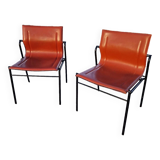 Set of 2 Matteo Grassi leather chairs
