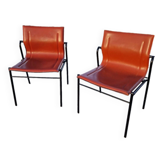Set of 2 Matteo Grassi leather chairs