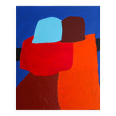 Figurative art couple blue background signed