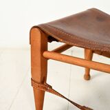 “Safari” Footstool in Oak and Leather