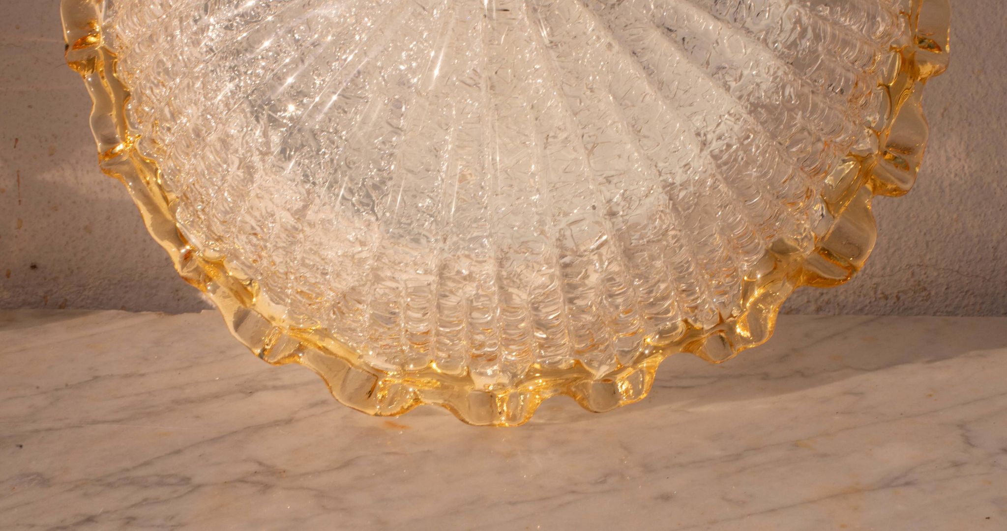 Set of 2 Charming Italian Yellow Murano Glass Ceiling Fixture, Murano, 1970