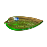 Plateau de feuilles en verre vert Leonardo Lime, plat de service en verre d’art italien