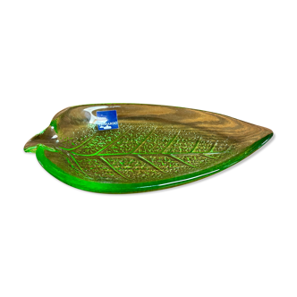 Leonardo lime green glass leaf platter, italian art glass serving dish