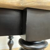 Table à manger classique en bois, pieds noirs, 12 couverts